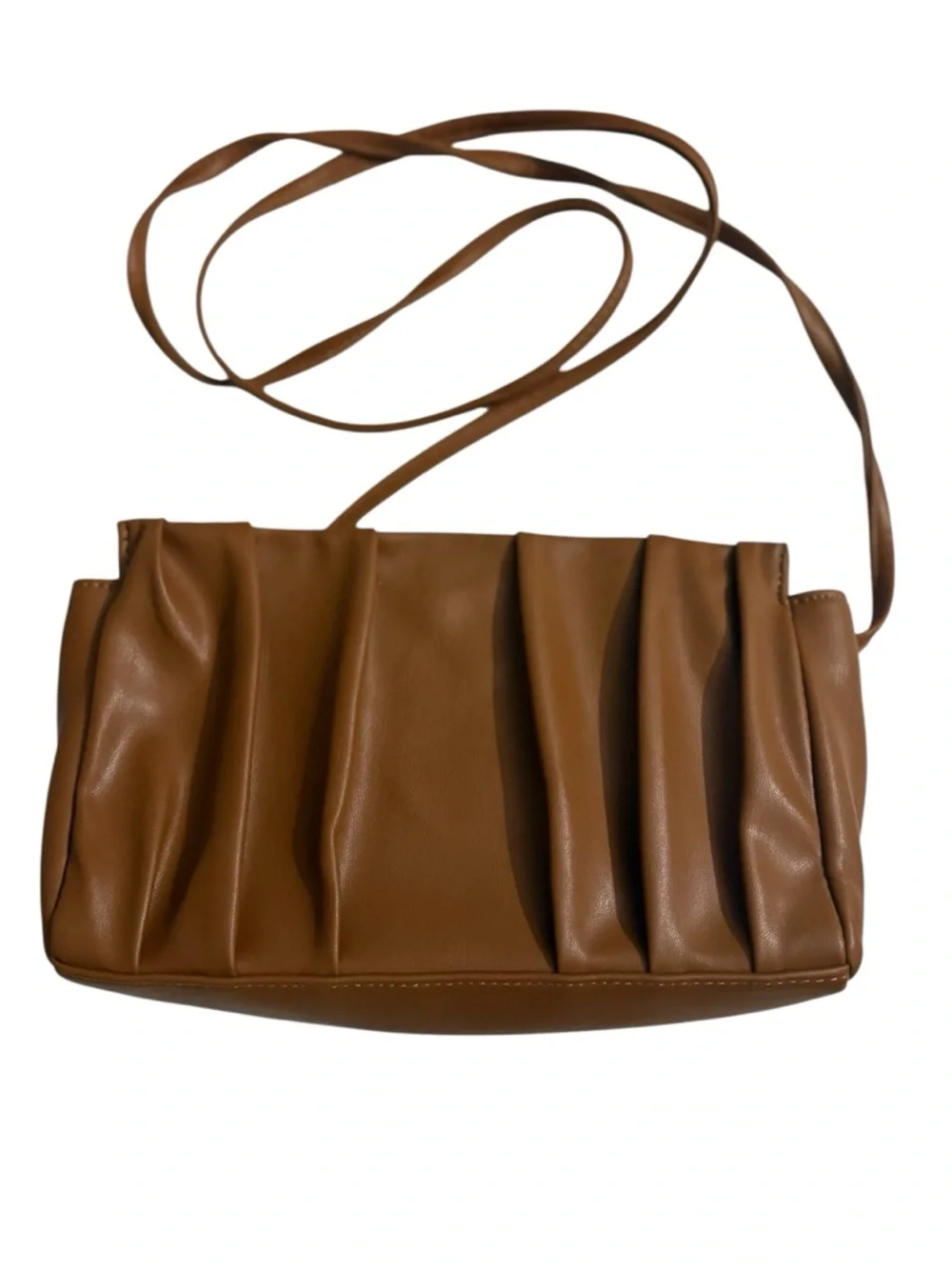 Penn. Penningtons Women's Brown Pleated Crossbody Shoulder Bag - Picture 3 of 9